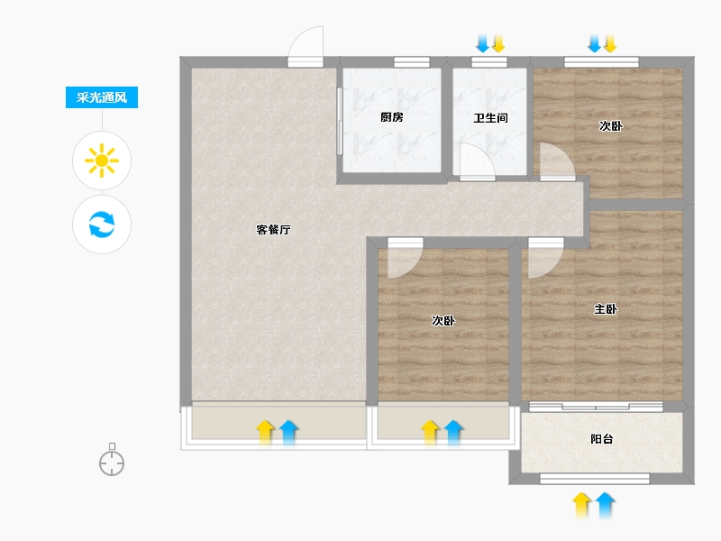 山东省-泰安市-开元盛世信园-80.00-户型库-采光通风