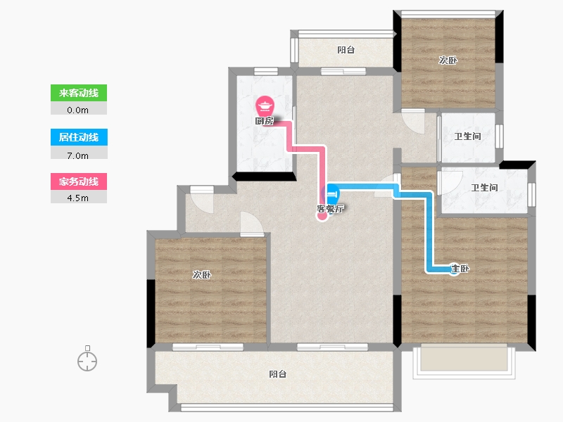 安徽省-芜湖市-碧桂园黄金时代-94.93-户型库-动静线