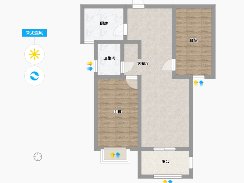 陕西省-西安市-凤鸣溪园-68.00-户型库-采光通风