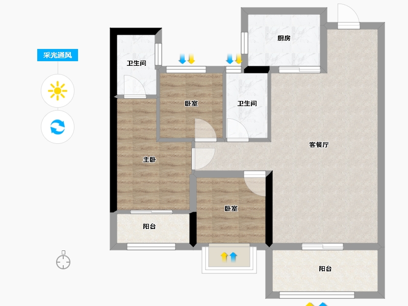 福建省-漳州市-龙泉丽景-71.20-户型库-采光通风