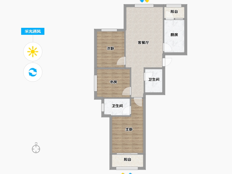 河北省-邯郸市-中岳虹桥嘉园-96.98-户型库-采光通风