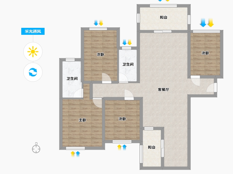 广西壮族自治区-贵港市-海联凯旋国际-95.60-户型库-采光通风