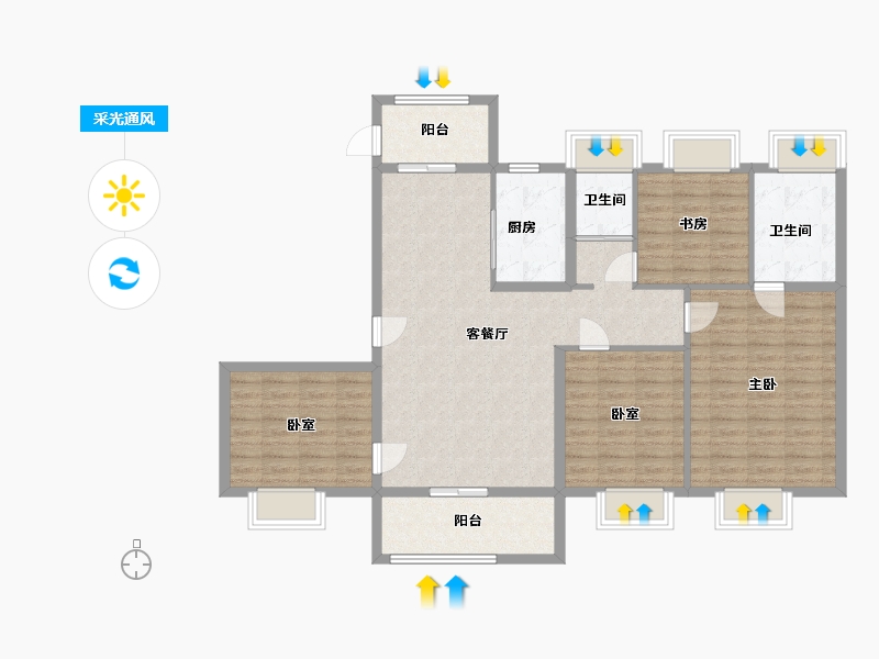 浙江省-温州市-碧桂园未领苑-112.40-户型库-采光通风