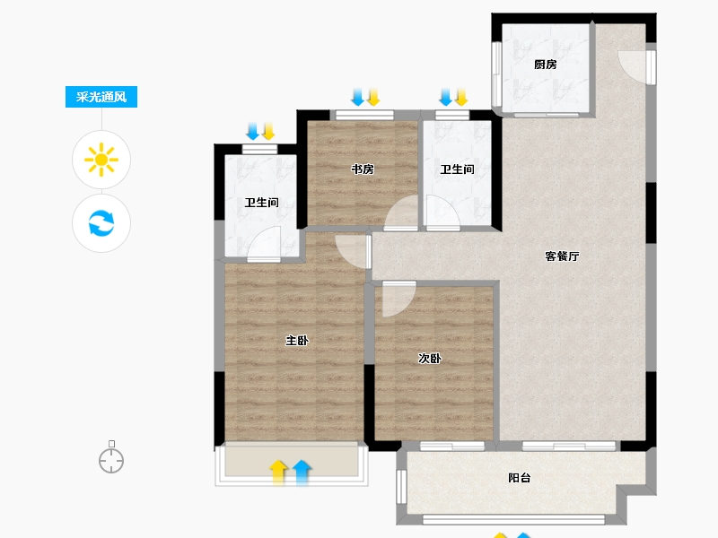 安徽省-宿州市-云湖悦-92.00-户型库-采光通风