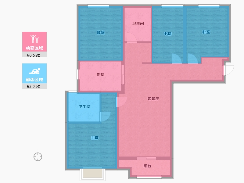 河南省-郑州市-秦庄玺园-110.40-户型库-动静分区