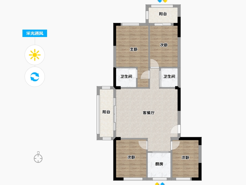 福建省-福州市-大东海玉澜公馆-96.00-户型库-采光通风