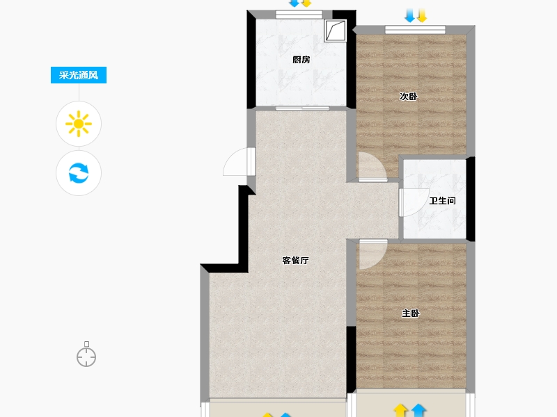 黑龙江省-佳木斯市-华强幸福里-65.98-户型库-采光通风