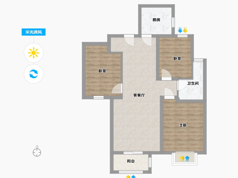 河北省-石家庄市-正顺府-81.85-户型库-采光通风