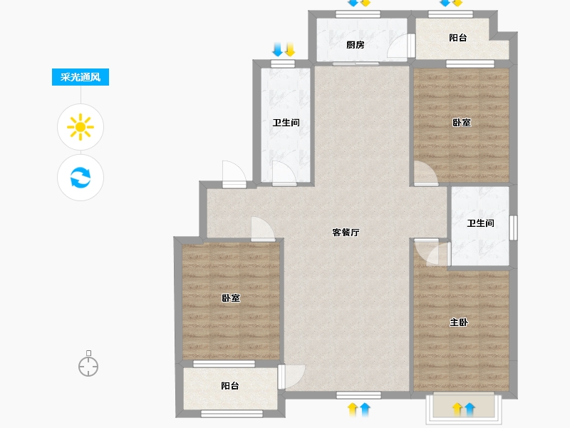 山东省-烟台市-双语佳苑-113.00-户型库-采光通风