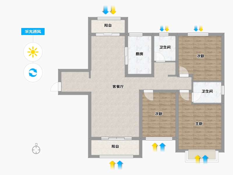 山西省-晋城市-锦天玉龙府-106.40-户型库-采光通风