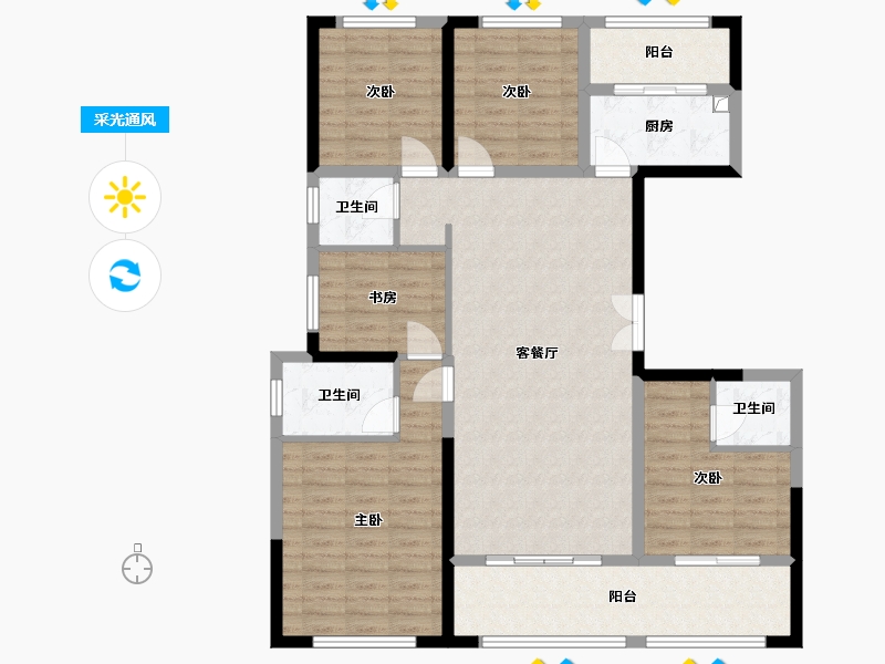 陕西省-西安市-蓝光长岛国际社区-124.00-户型库-采光通风