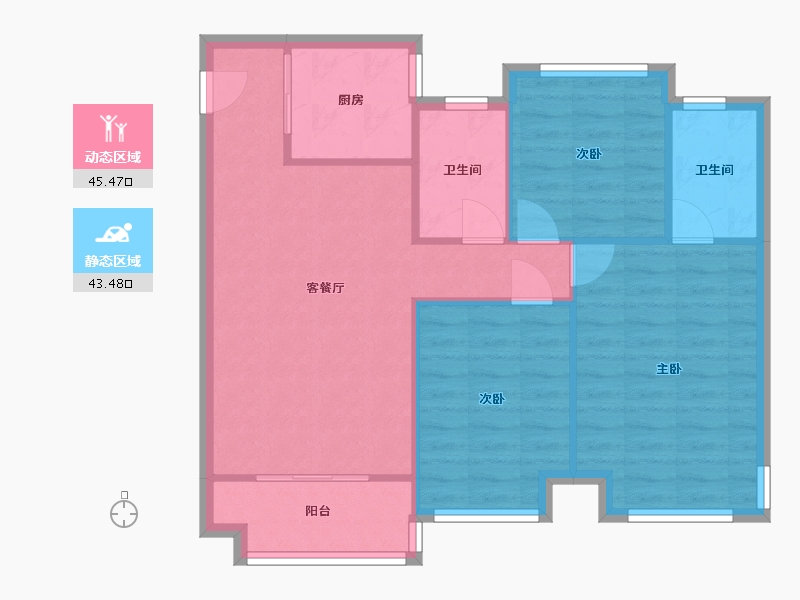 浙江省-湖州市-东尚府-85.84-户型库-动静分区