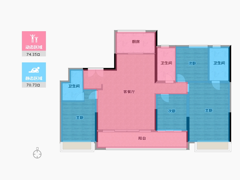 浙江省-杭州市-湖翠云来府-134.40-户型库-动静分区