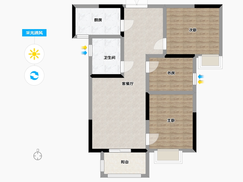 河南省-郑州市-阳光城-5号院-88.00-户型库-采光通风