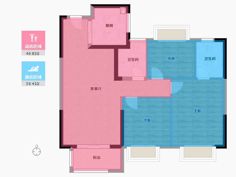 江苏省-南通市-启东绿地奥特莱斯-80.00-户型库-动静分区