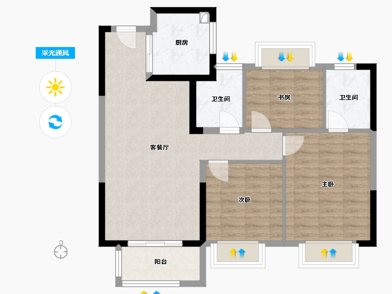 江苏省-南通市-启东绿地奥特莱斯-80.00-户型库-采光通风