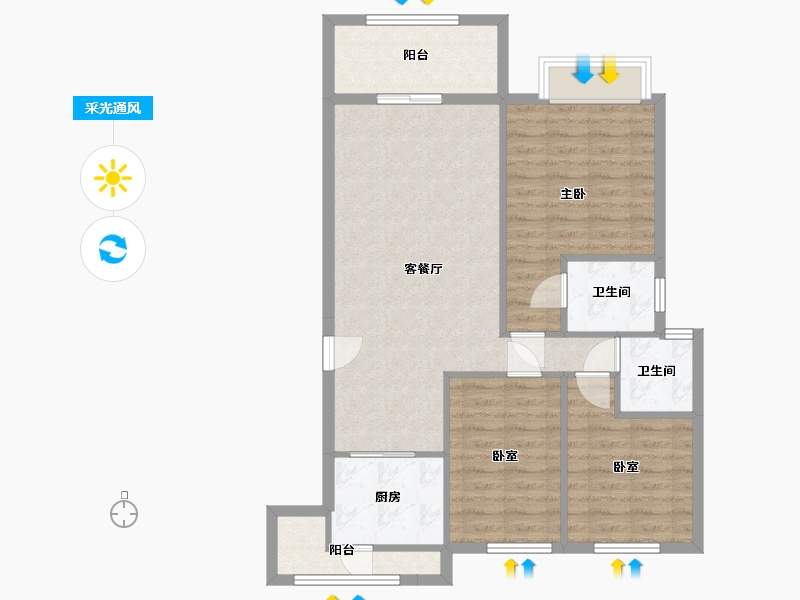 四川省-成都市-公园里-125.00-户型库-采光通风