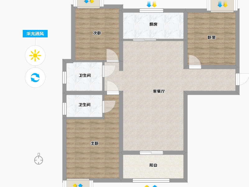 湖北省-黄冈市-左岸春天三期-99.00-户型库-采光通风