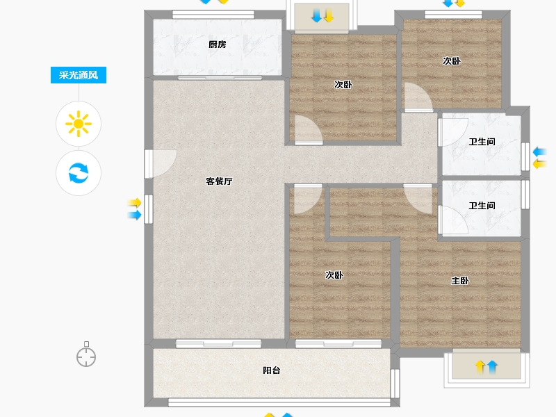 福建省-厦门市-湖滨三里-105.60-户型库-采光通风