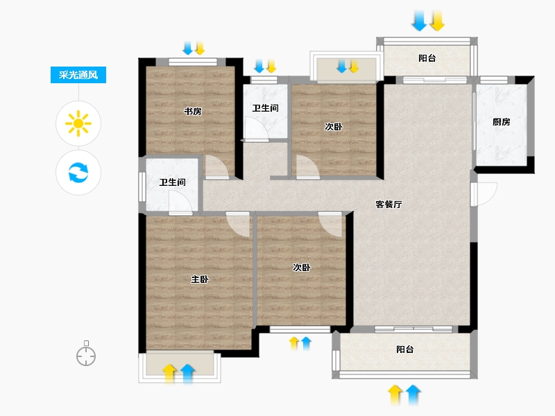 湖北省-武汉市-奥山汉口澎湃成-101.60-户型库-采光通风