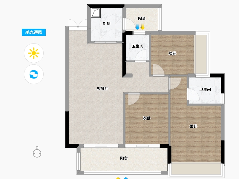 贵州省-贵阳市-谦翔樾才学府-90.36-户型库-采光通风