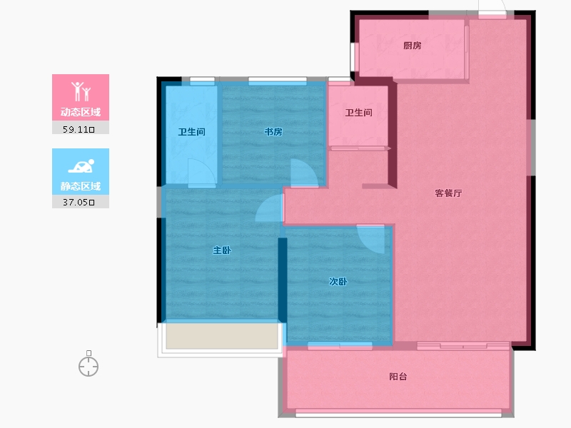 河南省-焦作市-玺苑-87.45-户型库-动静分区