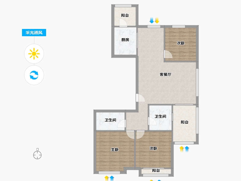 浙江省-杭州市-苏荷苑-130.00-户型库-采光通风