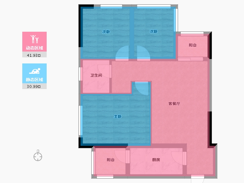 贵州省-贵阳市-四季贵州椿棠府-80.00-户型库-动静分区