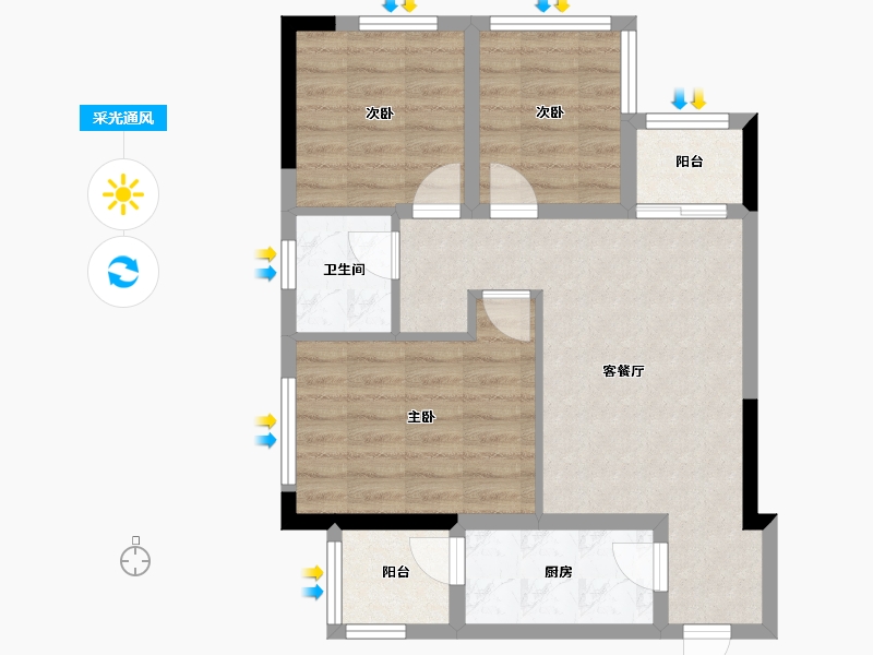 贵州省-贵阳市-四季贵州椿棠府-80.00-户型库-采光通风