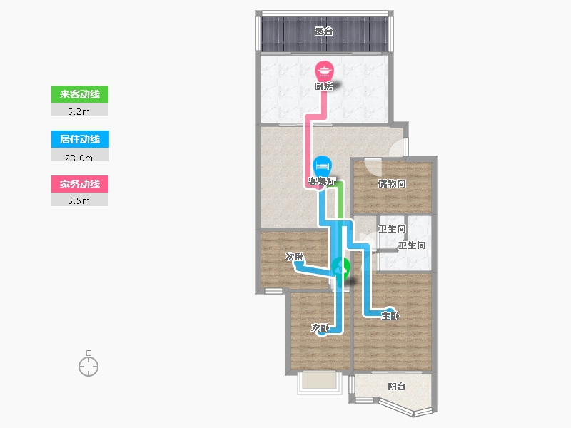 浙江省-杭州市-耀江文萃苑-73.47-户型库-动静线