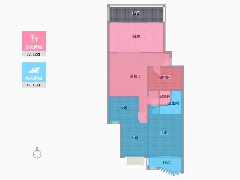 浙江省-杭州市-耀江文萃苑-73.47-户型库-动静分区