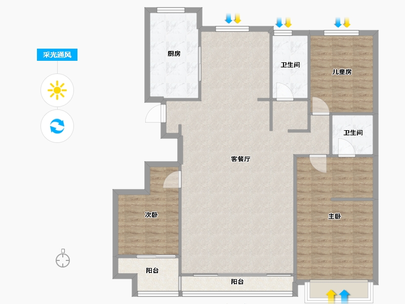 山东省-滨州市-风华尚品-121.00-户型库-采光通风