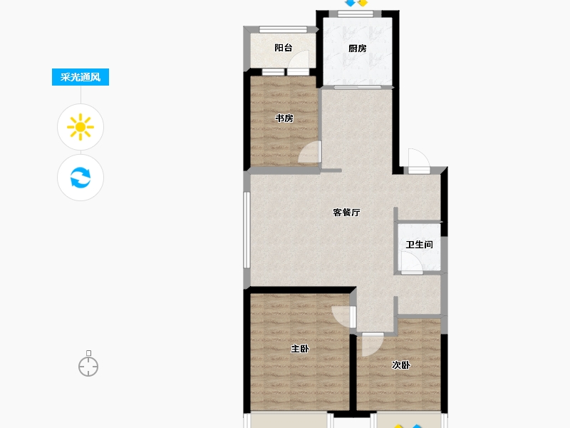 黑龙江省-佳木斯市-港龙东方城-94.51-户型库-采光通风