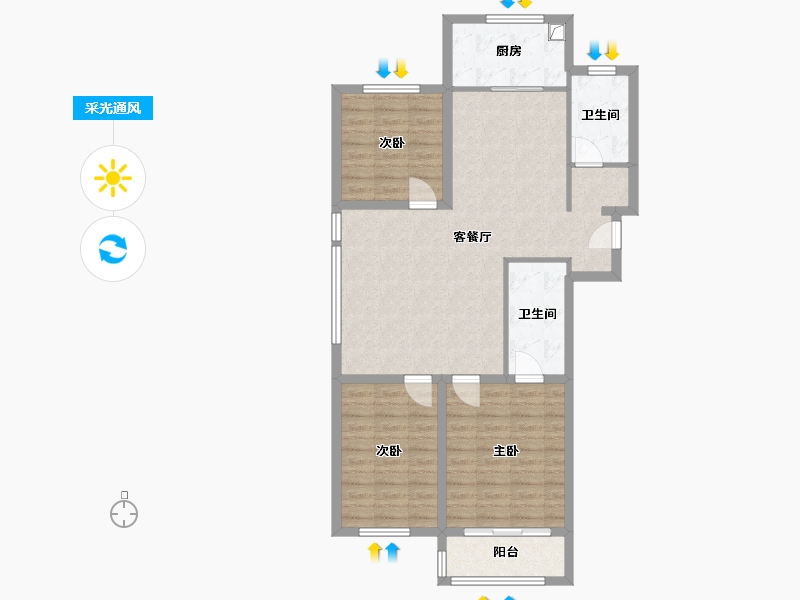 山东省-烟台市-舒馨家苑小区-93.60-户型库-采光通风