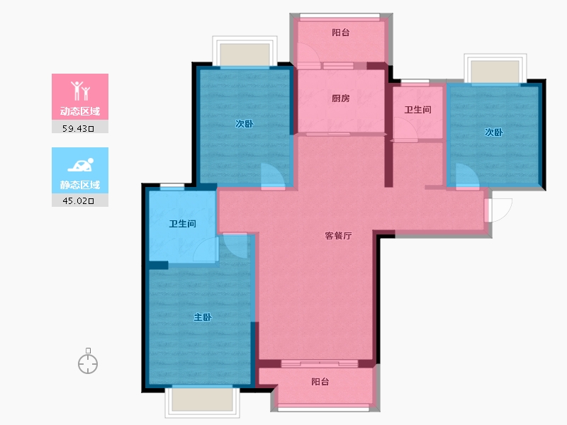 河南省-南阳市-明山学府-92.80-户型库-动静分区