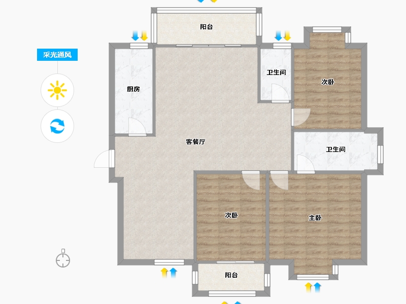 福建省-漳州市-白云小区-120.00-户型库-采光通风