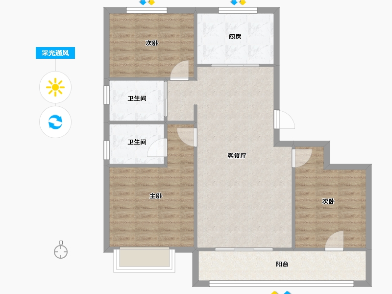 山东省-威海市-鑫都观澜悦-94.40-户型库-采光通风