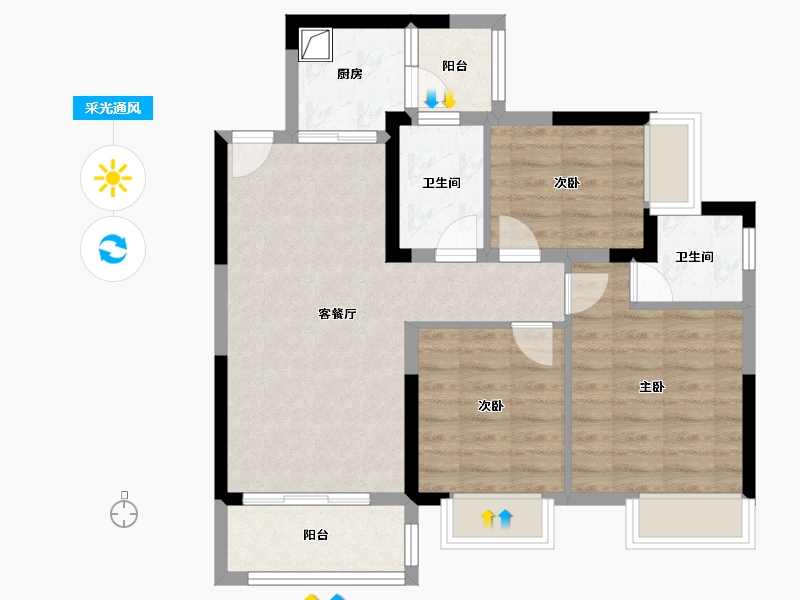 四川省-成都市-观澜鹭岛名邸-77.05-户型库-采光通风