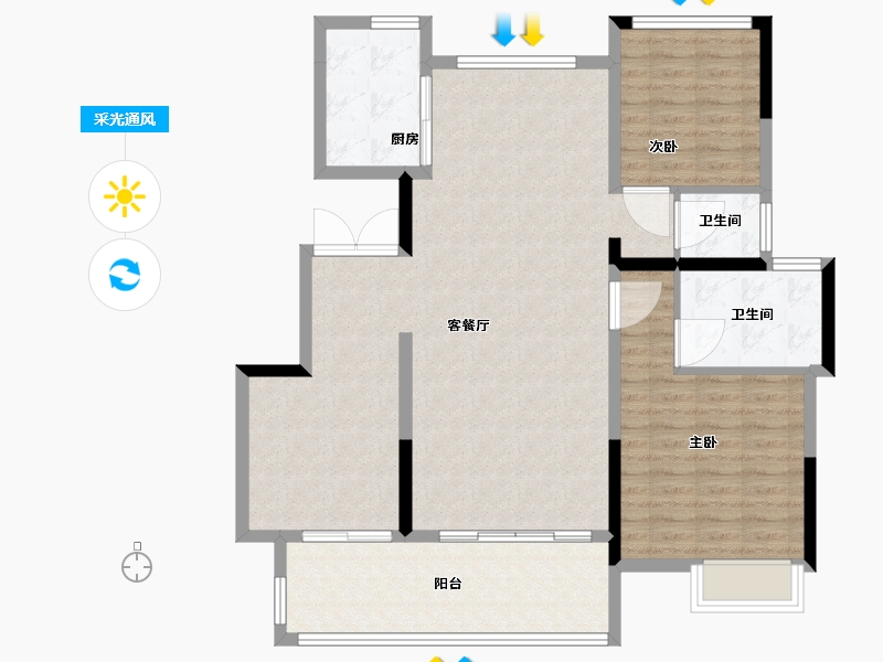 安徽省-六安市-学府里-110.00-户型库-采光通风