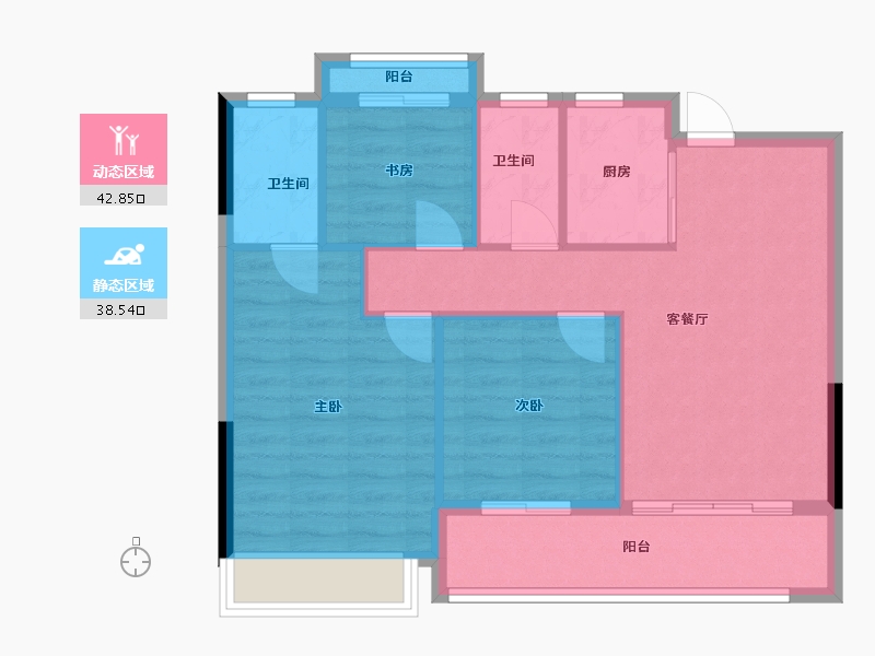 浙江省-台州市-阳光城市之星-77.60-户型库-动静分区