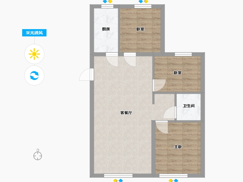 新疆维吾尔自治区-乌鲁木齐市-伊水湾三期-86.40-户型库-采光通风