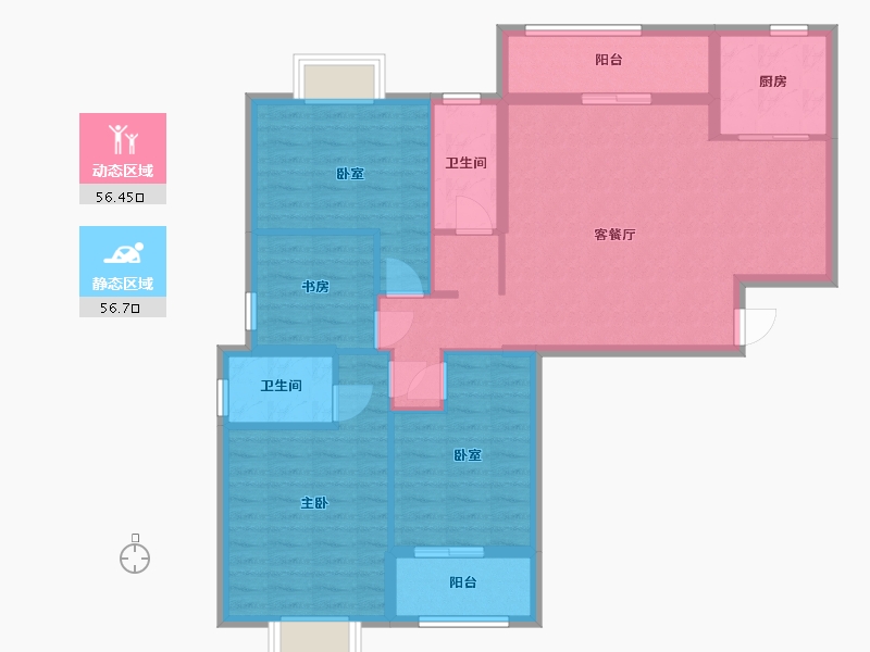 福建省-福州市-青口汽配城安置房北区-106.09-户型库-动静分区