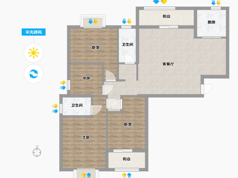 福建省-福州市-青口汽配城安置房北区-106.09-户型库-采光通风