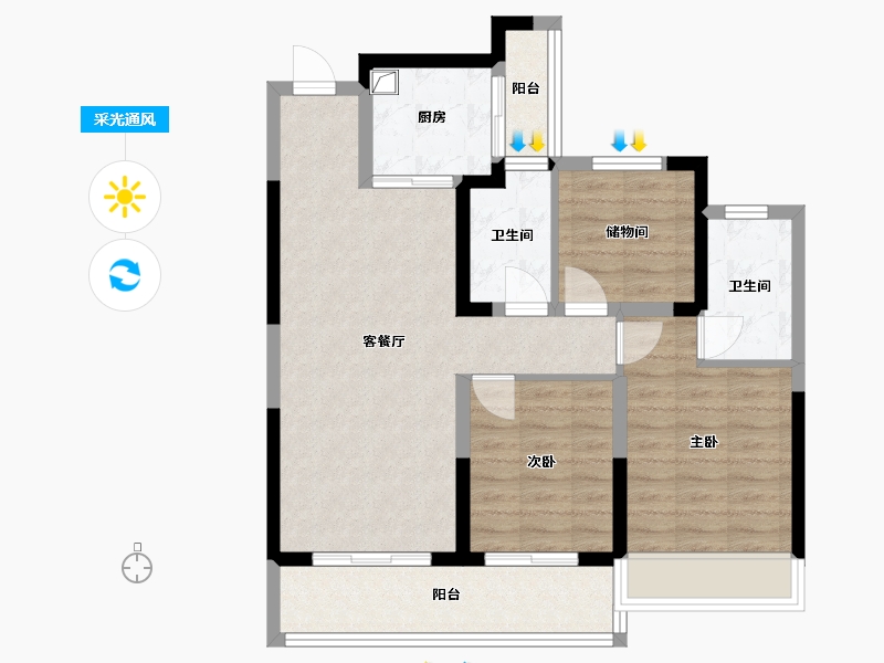 浙江省-嘉兴市-晶耀雅苑-80.50-户型库-采光通风