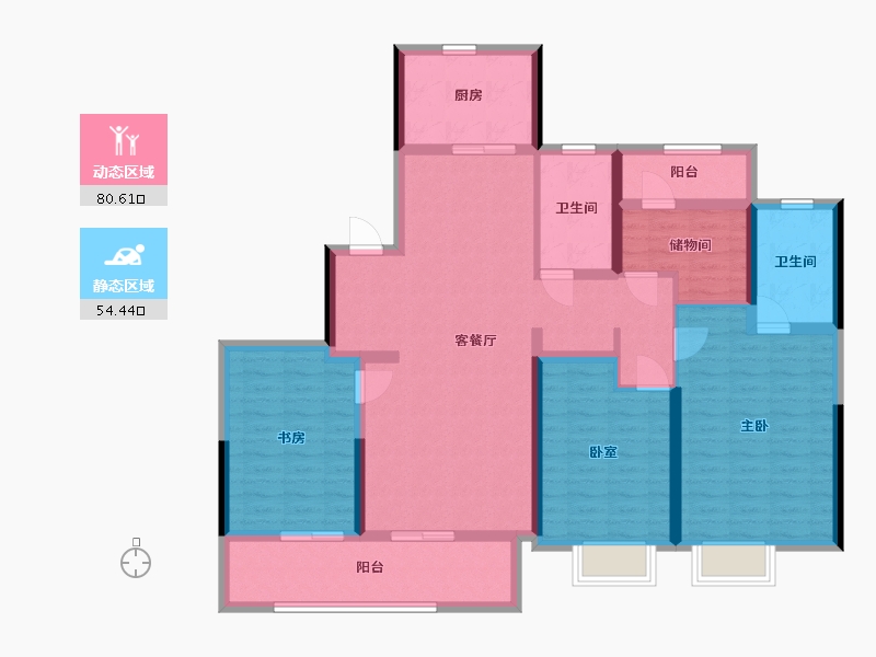 浙江省-宁波市-荣安文澜望庄-120.00-户型库-动静分区