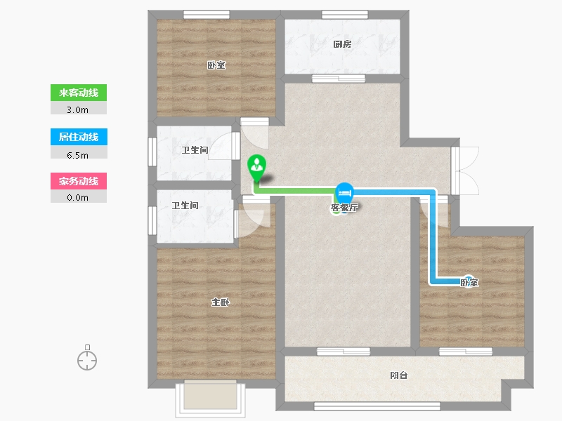 陕西省-商洛市-永恒阳光花城-101.60-户型库-动静线