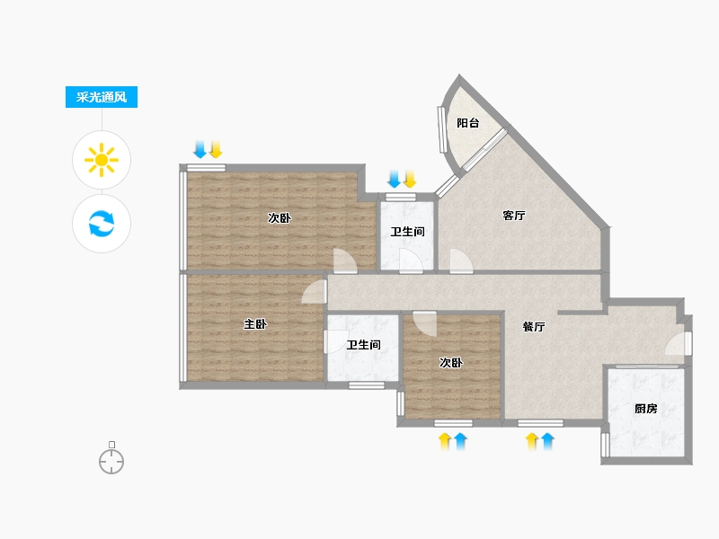 河南省-郑州市-新鑫花园-104.00-户型库-采光通风