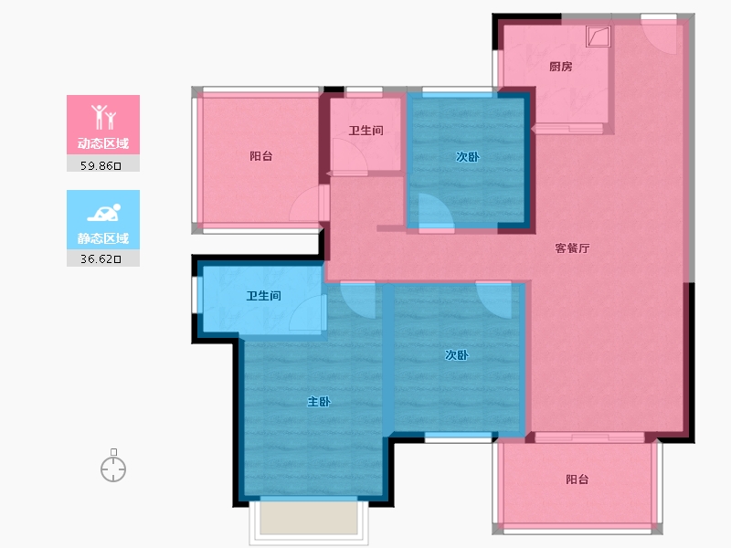 广西壮族自治区-南宁市-领誉府5栋-85.60-户型库-动静分区