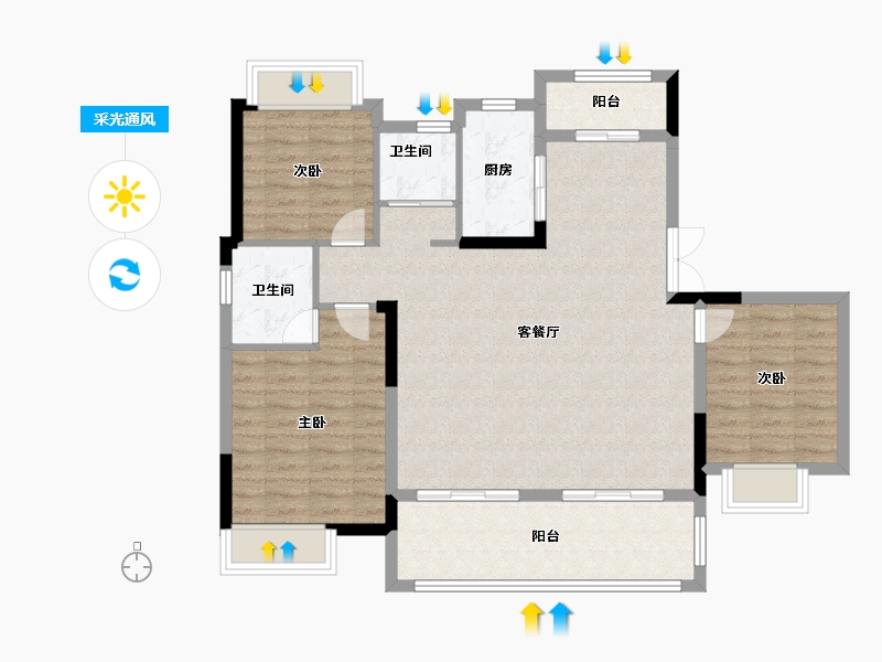 江西省-上饶市-晶科广信公馆-101.60-户型库-采光通风