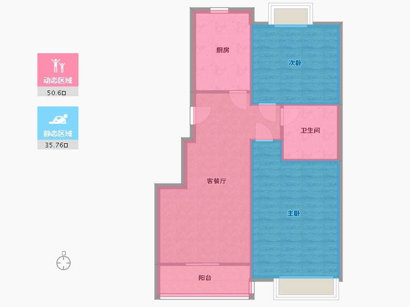 江苏省-常州市-太湖花园-北区-70.32-户型库-动静分区